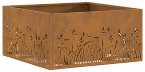 Fogueira vidaXL Quadrada 60x60x30 cm Aço Corten
