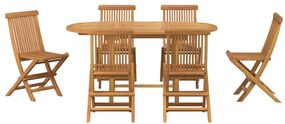 Conjunto de Jantar de 7 Peças Jardim Madeira Maciça Teca