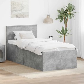 vidaXL Estrutura da Cama Cinzento 75 x 190 cm Madeira processada