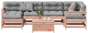 7 pcs conj. lounge jardim com almofadões madeira douglas maciça