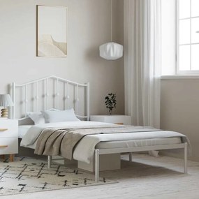 vidaXL Estrutura de cama com cabeceira 100x190 cm metal branco