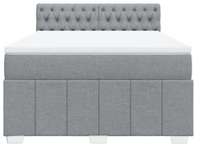 Cama com molas/colchão 160x200 cm tecido cinzento-claro
