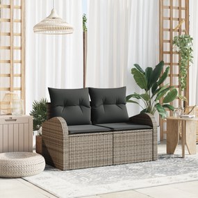 vidaXL Sofá de Jardim para Dois com Almofadas Cinzentas de Rattan Sintético
