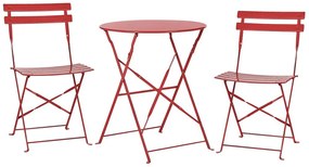 Conjunto de jardim em aço mesa e 2 cadeiras vermelho FIORI Beliani