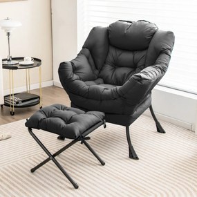 Poltrona reclinável com poltrona de lazer com apoio pés com travesseiro, apoio para os pés, sofá para sala de estar, quarto, 75 x 81 x 94,5 cm Cinzent