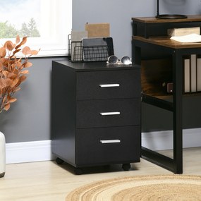 Bloco de Gavetas para Escritório Móvel de Arquivos com 3 Gavetas e Fechadura para Secretária Casa 40x40x61,5 cm Preto