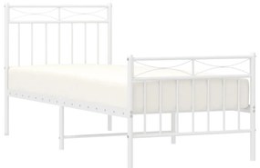 Estrutura de cama com cabeceira e pés 80x200 cm metal branco