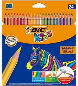 Lápis de Cores Bic Kids Evolution Stripes Multicolor 24 Peças