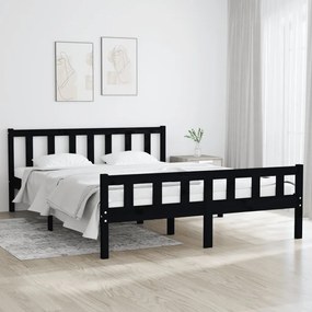 vidaXL Estrutura de cama 120x200 cm madeira maciça preto