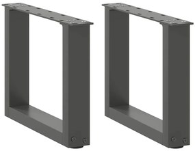 vidaXL Pés para mesa de centro em formato de U, 2 peças, antracite, 30x(30-31) cm, aço