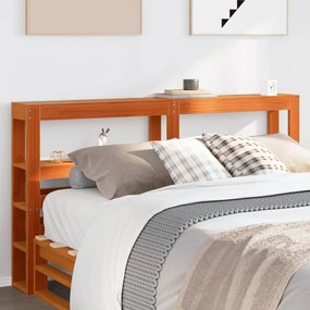 vidaXL Cabeceira com prateleiras 140 cm pinho maciço castanho-mel