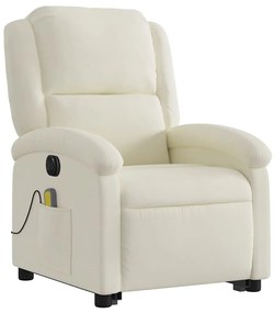 Poltrona massagens reclinável elevatória elétrica veludo creme
