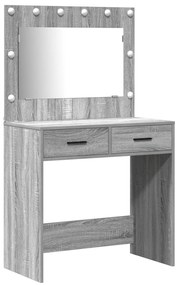 Conjunto de Maquilhagem de 2 Peças vidaXL com LED em Aglomerado Cinza