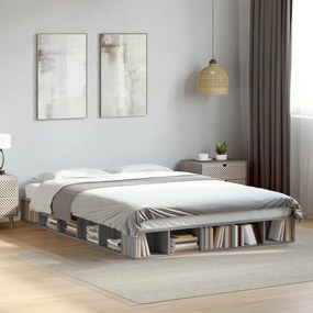 Estrutura de cama 140x200 cm derivados de madeira cinza sonoma