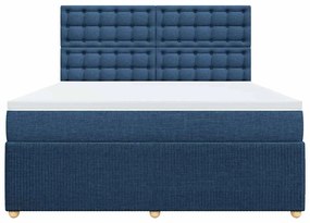 Cama com molas/colchão 180x200 cm tecido azul