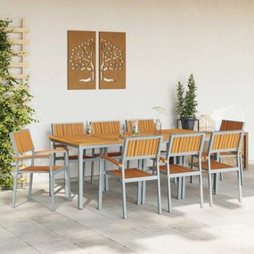 Conjunto de Jantar de Jardim de 9 Peças em Madeira Sólida de Acácia e