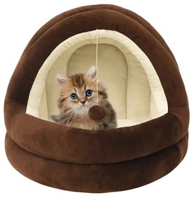 Cama para gatos 40x40x35 cm castanho e creme