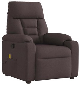 vidaXL Poltrona de massagens reclinável tecido castanho-escuro
