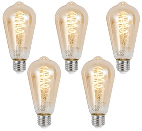 Conjunto de 5 lâmpadas LED E27 inteligentes reguláveis ST64 âmbar 4,9W 320 lm 2500K Zigbee