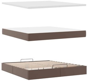 Estrutura de cama otomana com colchão 180x200 cm castanha