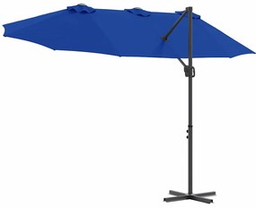 Guarda-sol cantilever de jardim azul ciano 372 x 198 x 253 cm