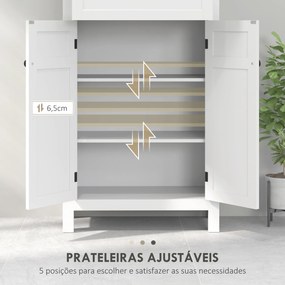 Armário Casa de Banho Móvel Casa de Banho com Gaveta 2 Portas e Prateleira Ajustável  60x30x102,5 cm Branco