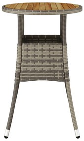 Mesa de jardim Ø60x75 cm madeira de acácia e vime PE cinzento