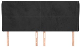 Cabeceira de cama c/ abas veludo 163x23x118/128 cm preto