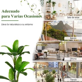 Palmeira artificial de imitação tropical de 150 cm com 18 folhas grandes e vaso de cimento Planta verde realista para escritório em casa Verde