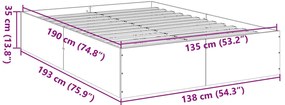 Estrutura de cama 135x190cm derivados madeira carvalho castanho