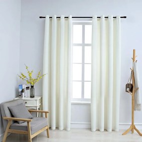 134512 vidaXL Cortinas blackout com argolas 2 pcs 140x175 cm veludo creme
