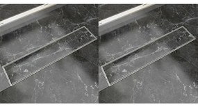 Dreno de chuveiro linear 2 pcs 530x140 mm aço inoxidável