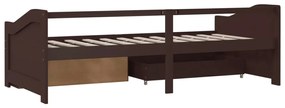 Sofá-cama 3 lugares c/ gavetas 90x200 cm pinho castanho-escuro