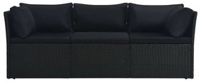 4 pcs conjunto lounge de jardim c/ almofadões vime PE preto