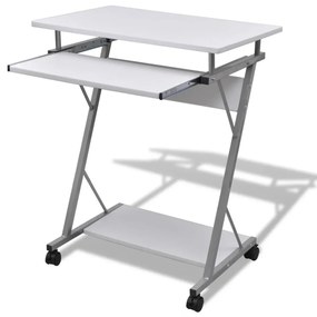 20053 vidaXL Secretária de Computador Acabamento em Branco com Prateleira de Puxar