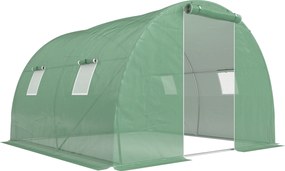 Outsunny Estufa Tipo Túnel 3x3x2 m com Paredes Laterais Enroláveis 4 Janelas de Malha e Porta Enrolável com Fecho de Correr Verde | Aosom Portugal
