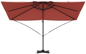 Guarda-Sol Cantilever Roma Terracota 352x251x260 cm de Alumínio