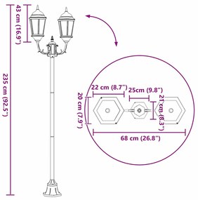 Poste de Luz de Jardim vidaXL 2-Lâmpadas E27 Bronze 220 cm Alumínio