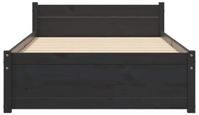 Estrutura cama pequena solteiro 75x190 cm madeira maciça preto