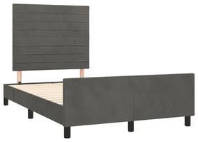 Estrutura de cama c/ cabeceira 120x200cm veludo cinzento-escuro