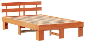 Estrado de Cama com Cabeceira Castanho Encerado 140x190 cm de Madeira