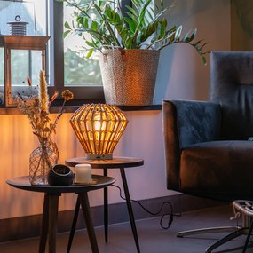 Candeeiro de mesa rústico bambu com branco - Canna Diamond