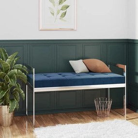vidaXL Banco 97 cm aço inoxidável e veludo azul