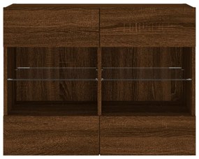 Móvel parede p/ TV luzes LED 78,5x30x60,5 cm carvalho castanho
