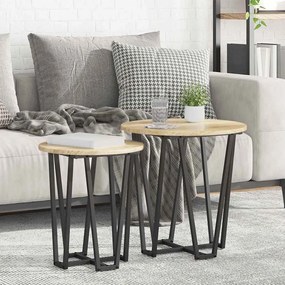 Mesa de Apoio vidaXL 2 pcs Madeira de Carvalho Sonoma e Metal
