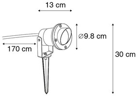 Conjunto de 3 focos pretos de estaca cabo ficha IP65 - DONE Moderno