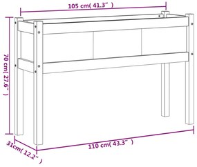 Vaso/floreira com pernas 110x31x70 cm madeira de douglas maciça