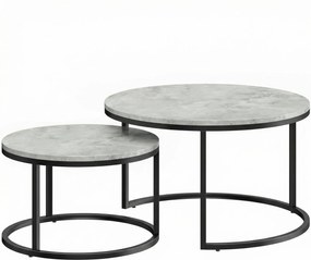 HOMCOM Conjunto de 2 mesas de centro ninho empilhável design industrial pés em metal cinza | Aosom Portugal