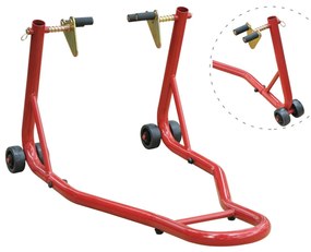 Cavalete Universal tipo Suporte Dianteiro de Mota Portátil e Móvel – Cor Vermelho – Aço – 80x50x40 cm