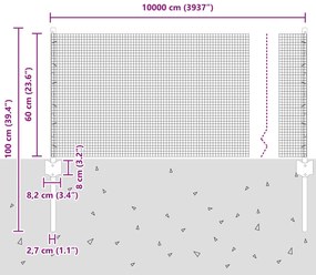 Cerca de Arame Soldado com 44 Postes U Cinza 0.6x100 m Aço